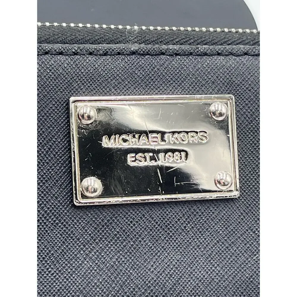 Michael Kors Zip-around Continental Black‎ Genuine Leather Jet Set Wallet